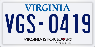 VA license plate VGS0419