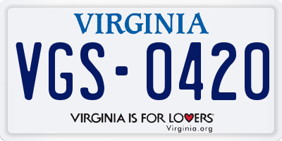 VA license plate VGS0420