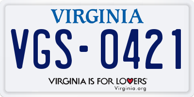 VA license plate VGS0421