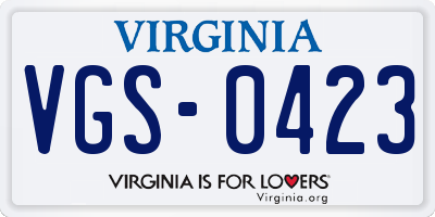 VA license plate VGS0423
