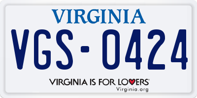 VA license plate VGS0424