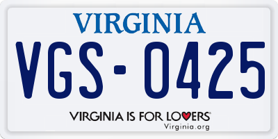 VA license plate VGS0425