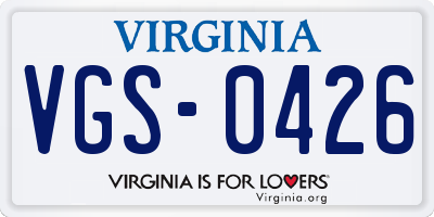 VA license plate VGS0426