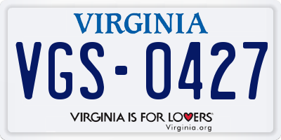 VA license plate VGS0427