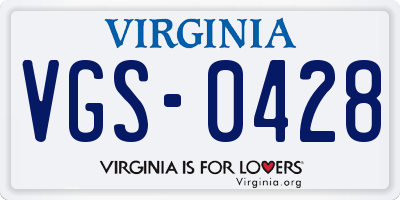 VA license plate VGS0428