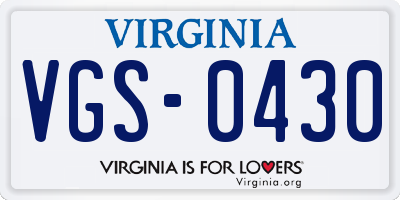 VA license plate VGS0430