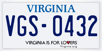 VA license plate VGS0432