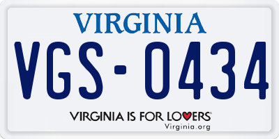 VA license plate VGS0434