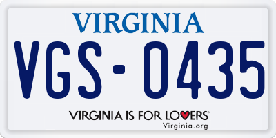 VA license plate VGS0435