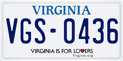 VA license plate VGS0436