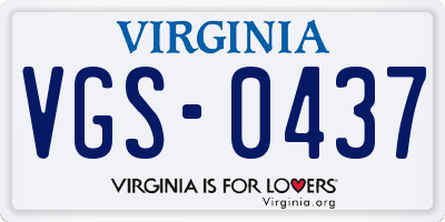 VA license plate VGS0437