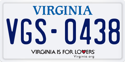 VA license plate VGS0438