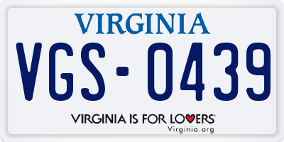 VA license plate VGS0439