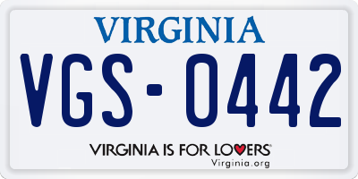 VA license plate VGS0442
