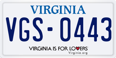 VA license plate VGS0443