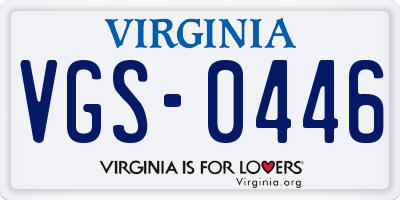 VA license plate VGS0446