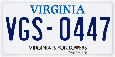 VA license plate VGS0447