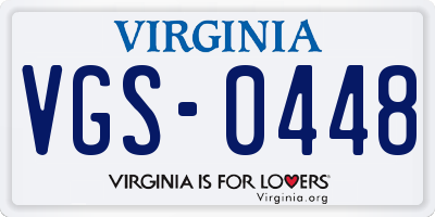 VA license plate VGS0448