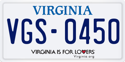 VA license plate VGS0450