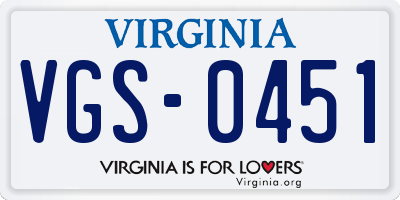 VA license plate VGS0451