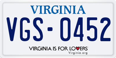 VA license plate VGS0452