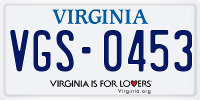 VA license plate VGS0453