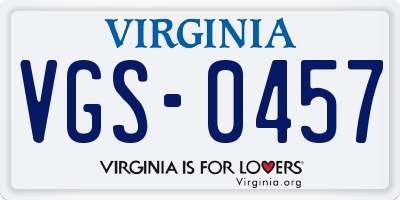 VA license plate VGS0457
