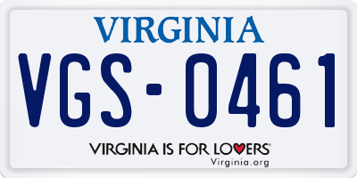 VA license plate VGS0461