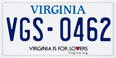 VA license plate VGS0462