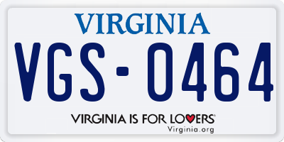 VA license plate VGS0464