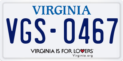 VA license plate VGS0467