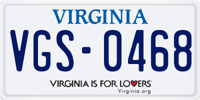 VA license plate VGS0468