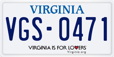VA license plate VGS0471