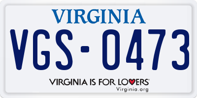VA license plate VGS0473