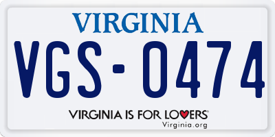 VA license plate VGS0474