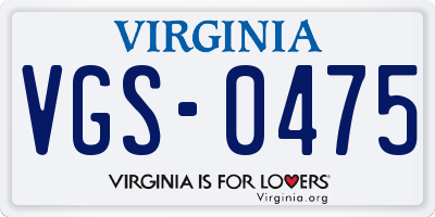 VA license plate VGS0475
