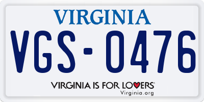 VA license plate VGS0476