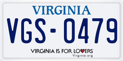 VA license plate VGS0479