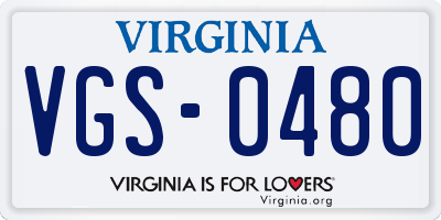 VA license plate VGS0480