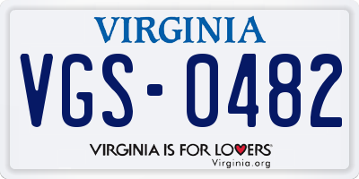 VA license plate VGS0482