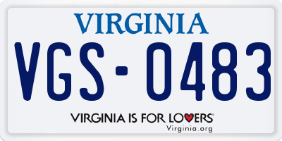 VA license plate VGS0483