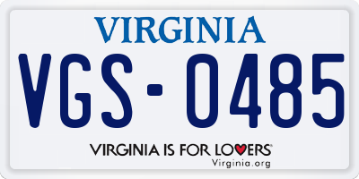 VA license plate VGS0485