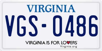 VA license plate VGS0486