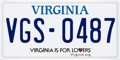 VA license plate VGS0487