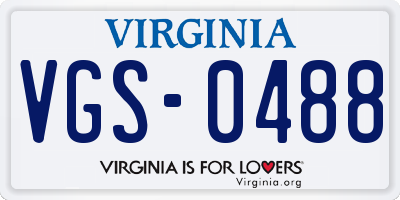 VA license plate VGS0488