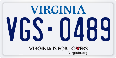 VA license plate VGS0489