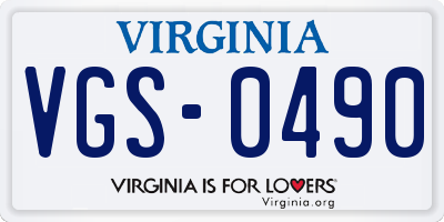 VA license plate VGS0490