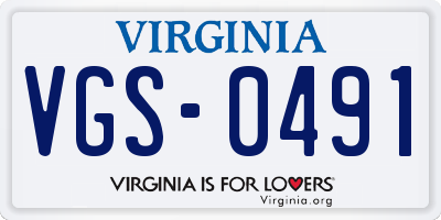 VA license plate VGS0491