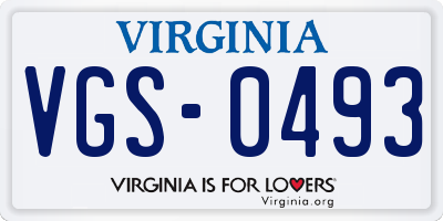 VA license plate VGS0493
