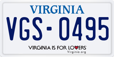 VA license plate VGS0495